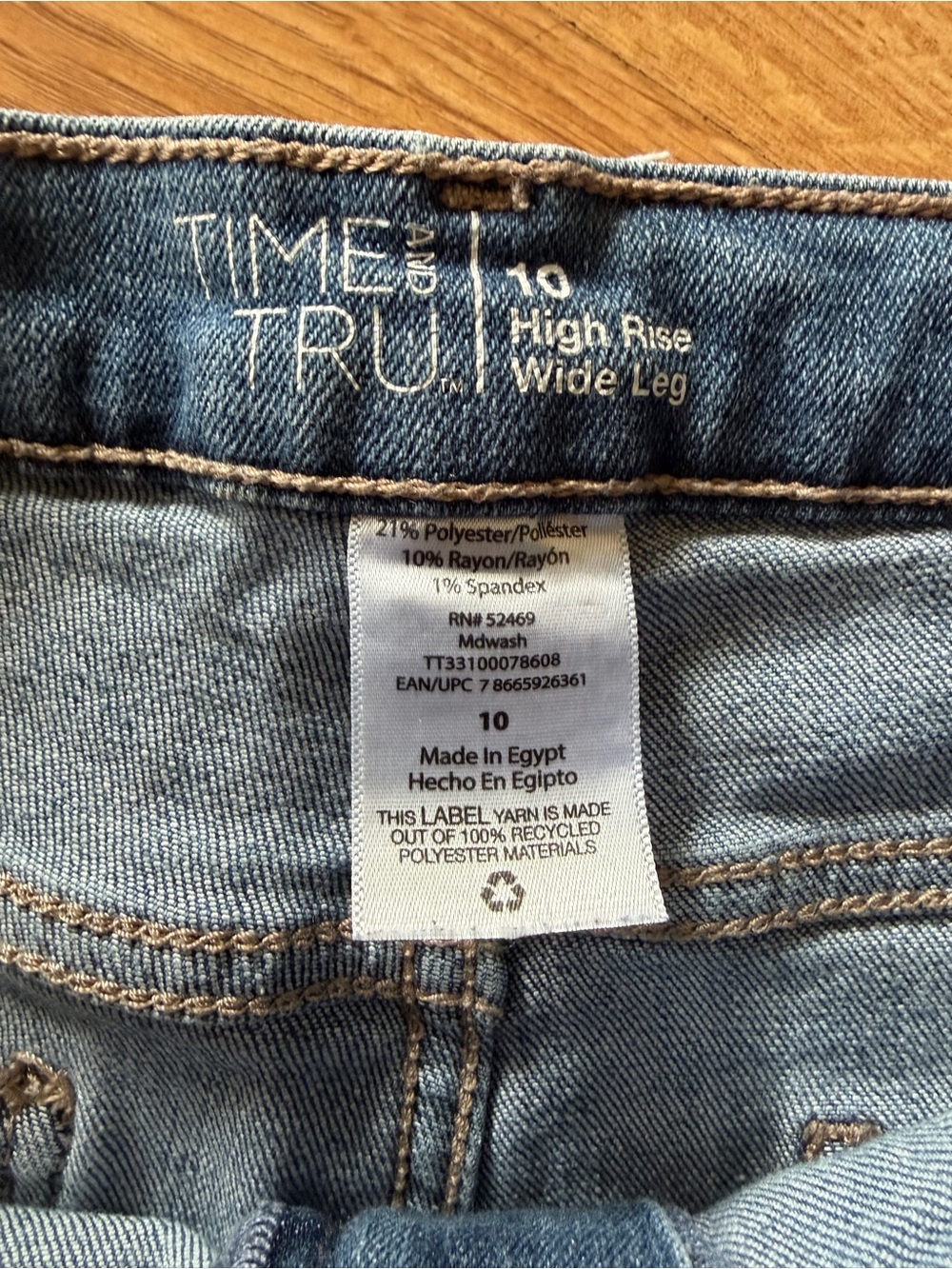 Time & Tru High-Rise Wide-Leg Cropped Jeans Front Porch Pockets Women’s Size10 - Picture 6 of 13